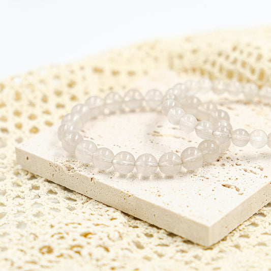 Silver and White Rabbit Fur Bracelet