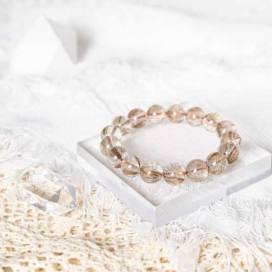 Silver Hair Quartz/Champagne Devil Hair Quartz Bracelet