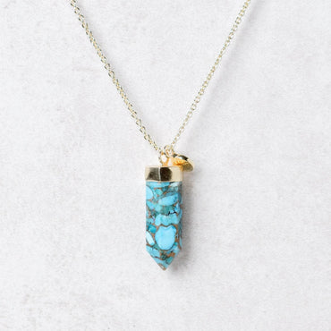 Genuine Turquoise Crystal Point Necklace