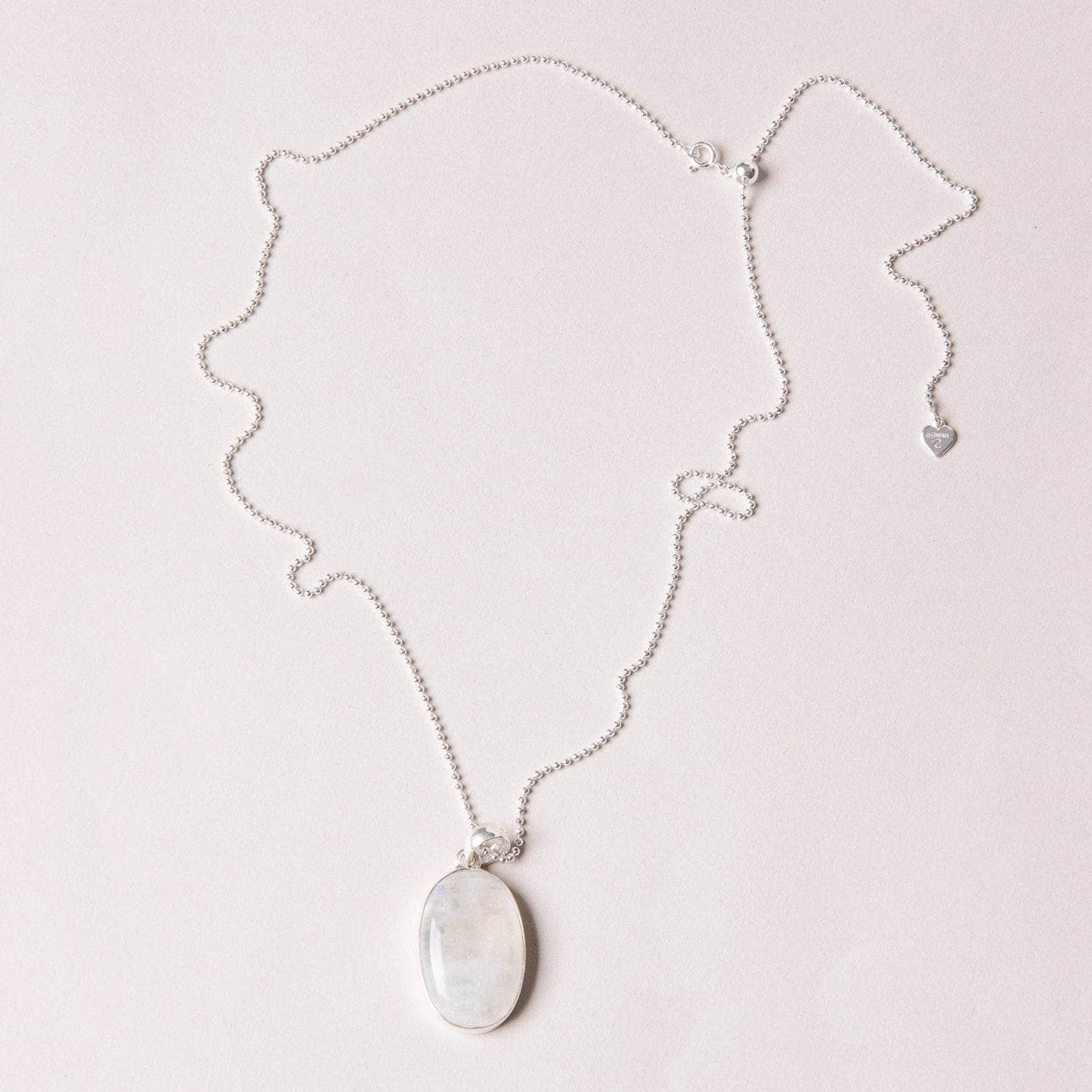 Rainbow Moonstone Oval Pendant Necklace