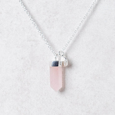 Delicate Rose Quartz Crystal Point Necklace
