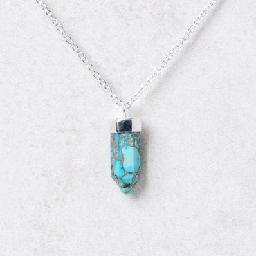 Delicate Genuine Turquoise Crystal Point Necklace