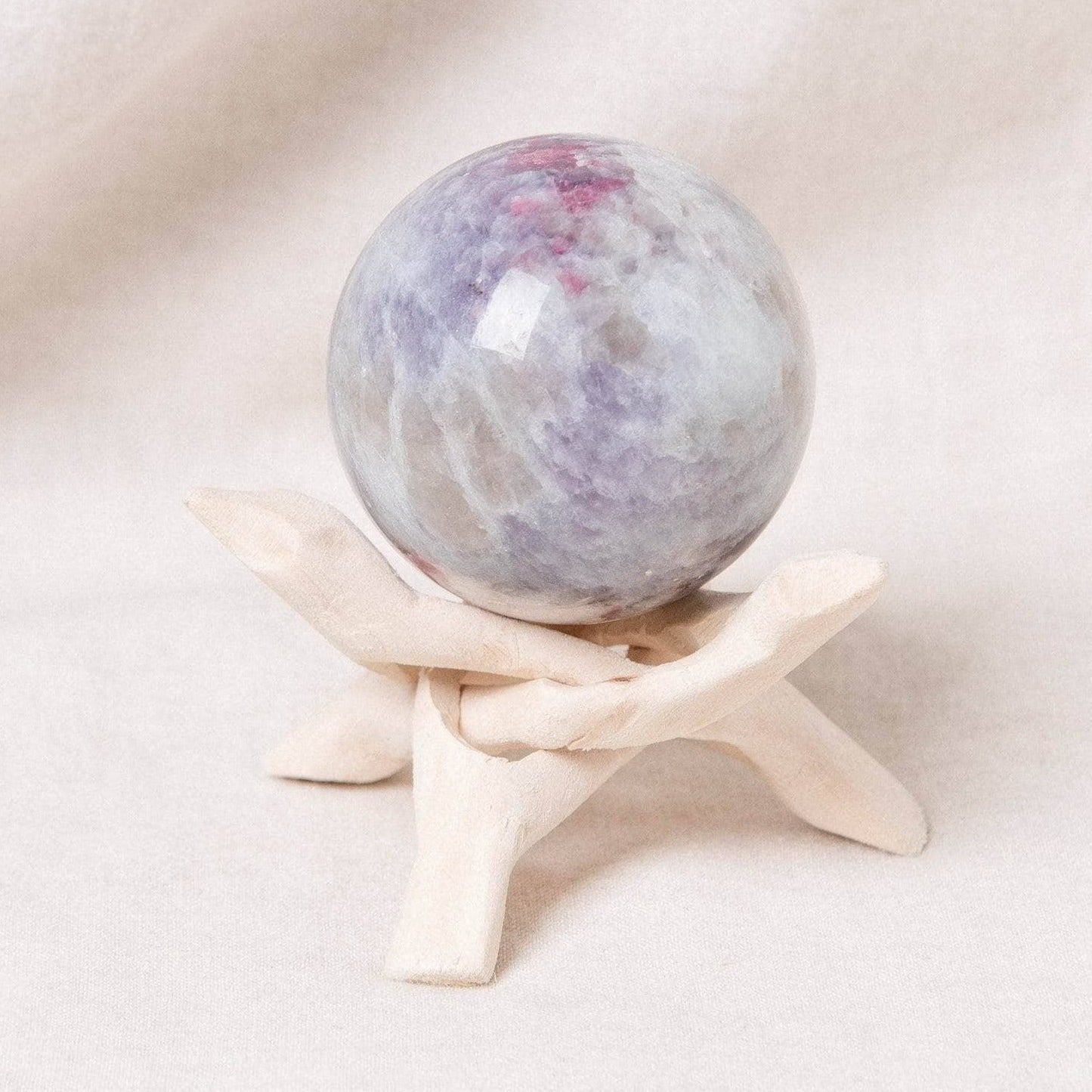 Plum Tourmaline Sphere with Tripod - AAA Premium Quality