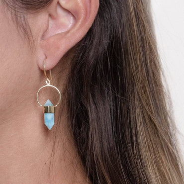 Rare Genuine Larimar Crystal Point Earrings