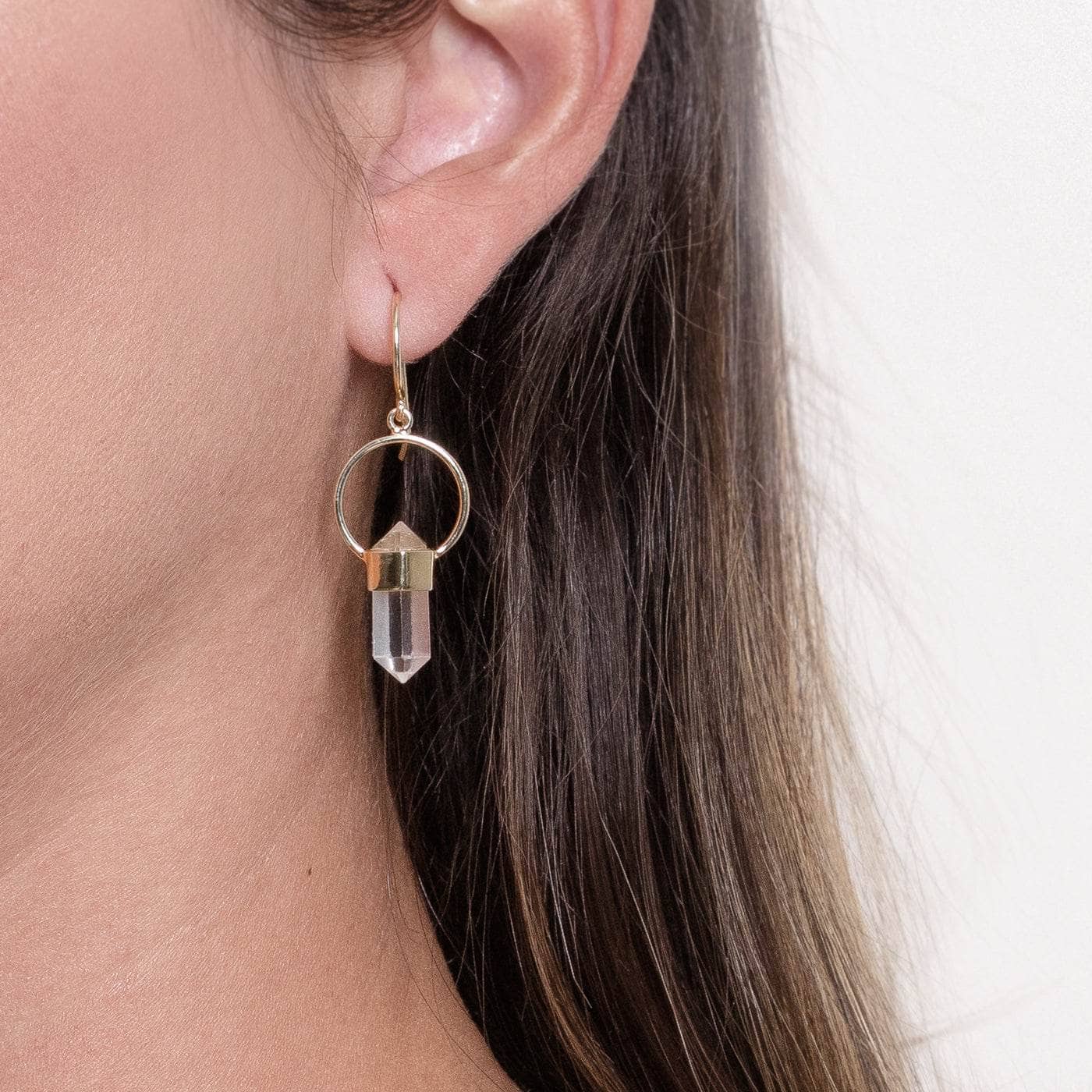 Clear Quartz Crystal Point Earrings