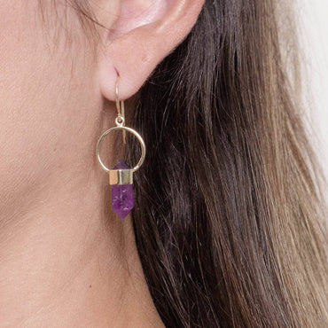 Amethyst Crystal Point Earrings