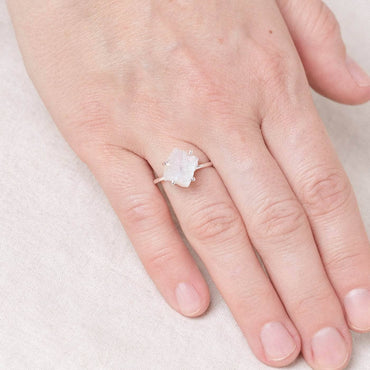 Rainbow Moonstone Raw Freeform Gold or Silver Ring