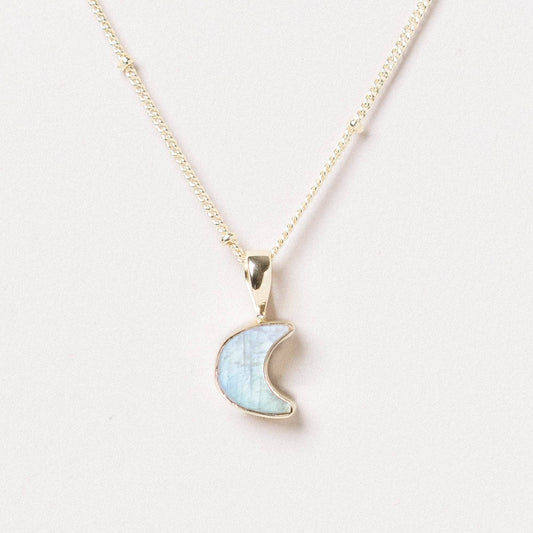 Crescent Moon Raw Gemstone Necklace