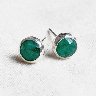 Green Jade Silver or Gold Stud Earrings