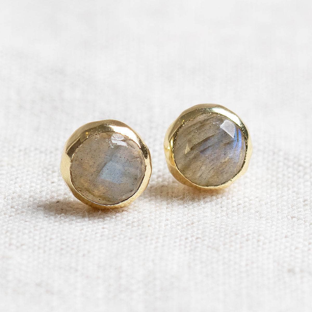 Labradorite Silver or Gold Stud Earrings
