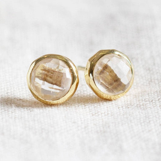 Herkimer Diamond Silver or Gold Stud Earring