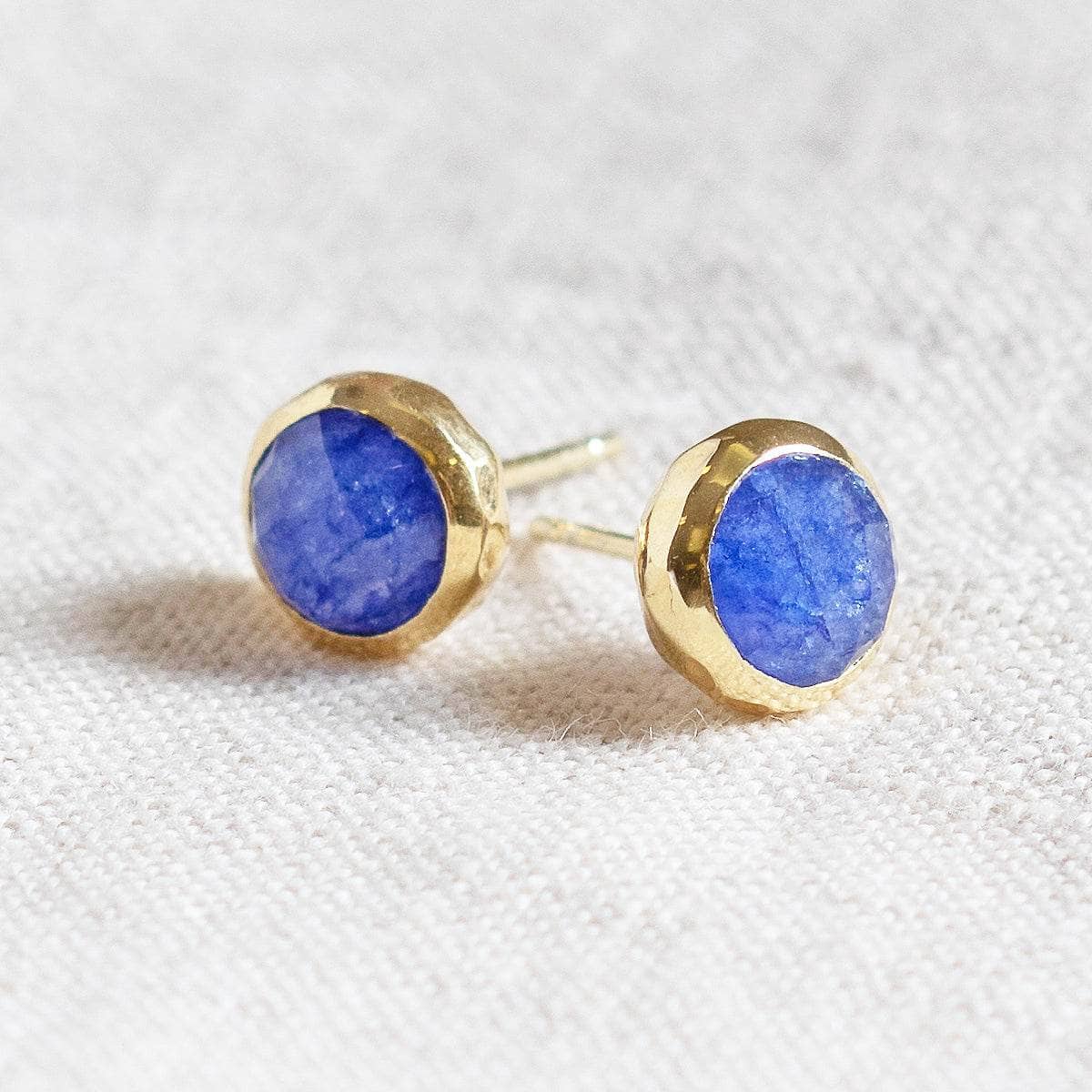 Blue Sapphire Silver or Gold Stud Earrings