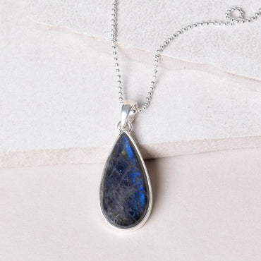 Labradorite Teardrop Pendant Necklace