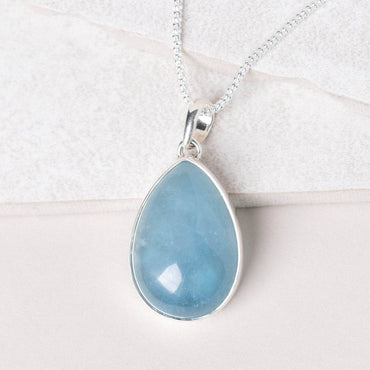 Aquamarine Teardrop Pendant Necklace