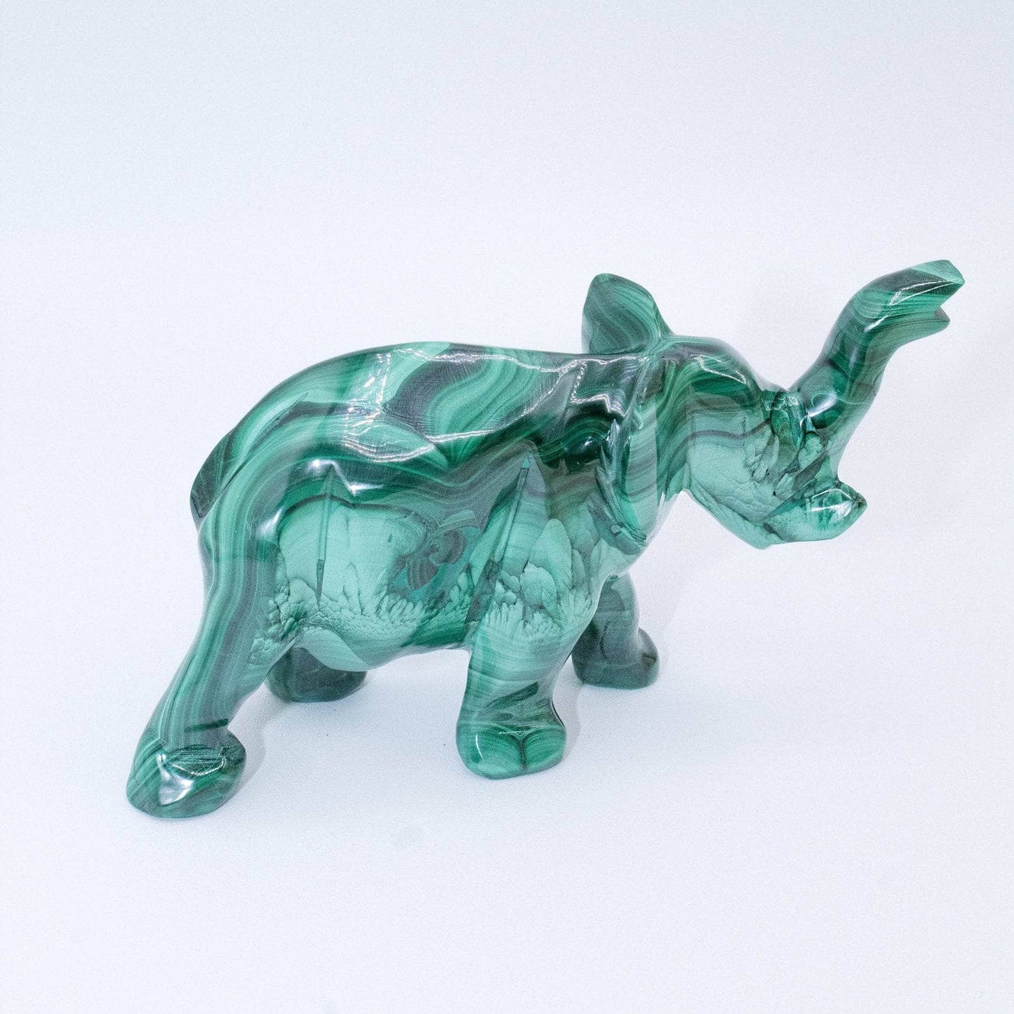 Genuine Malachite Elephants - Hand Carved - 1 of a Kind