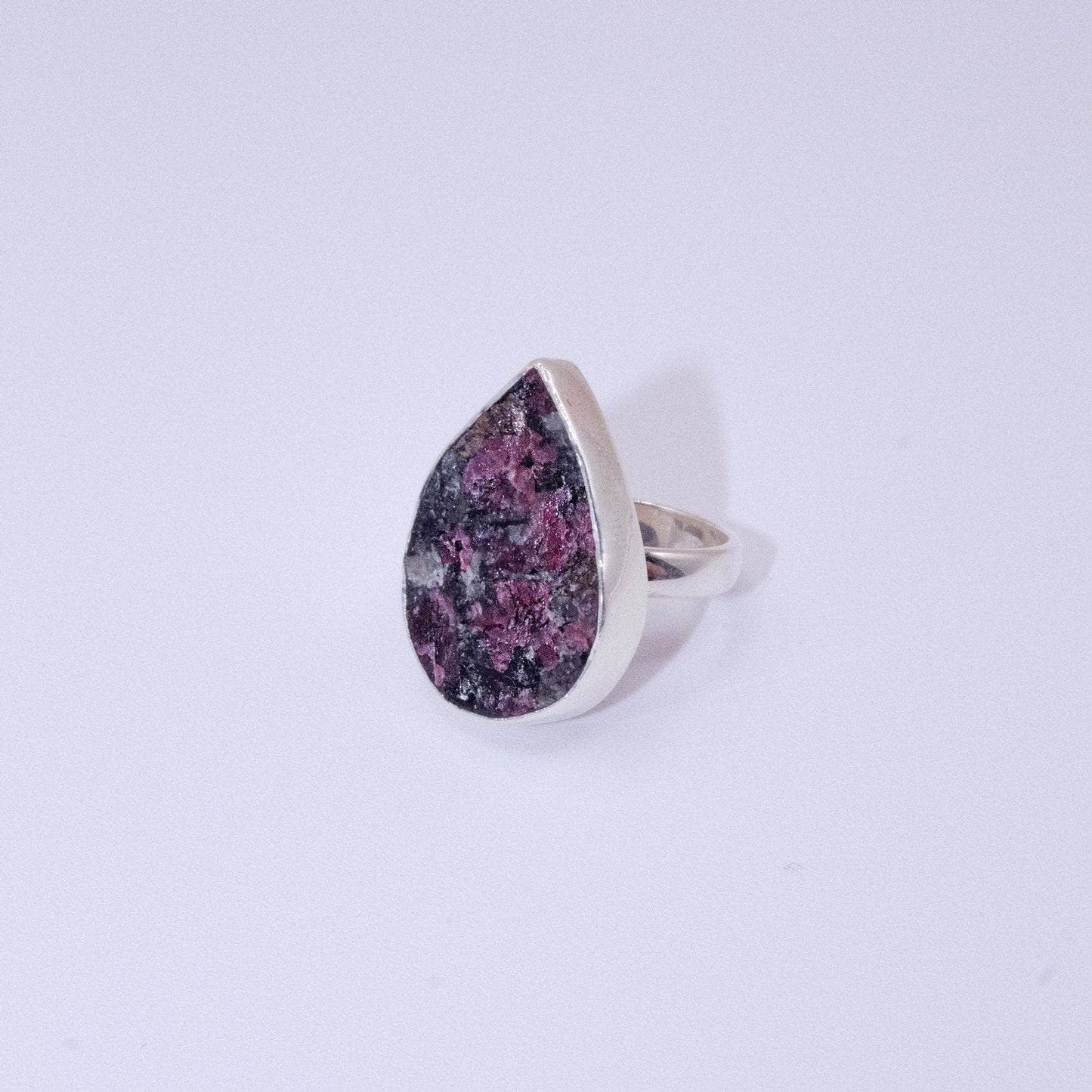 Rare Eudialyte Druzy Adjustable Teardrop Ring