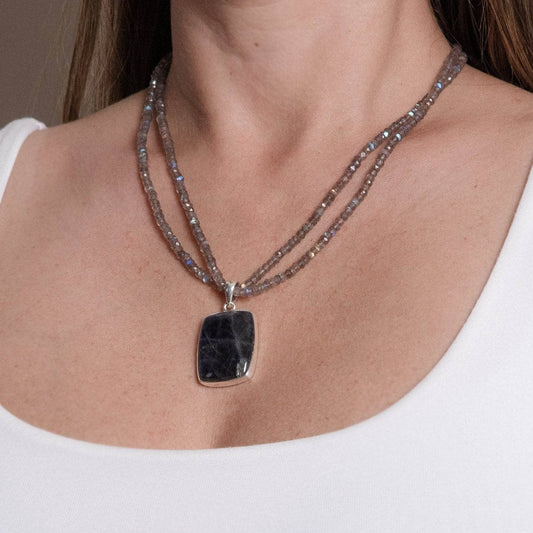 Labradorite Square Pendant Necklace