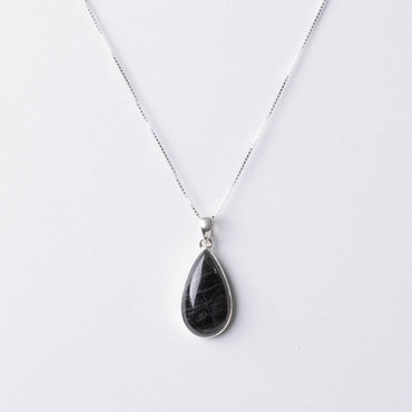 Genuine Labradorite Teardrop Pendant Necklace