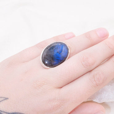 Labradorite Oval Adjustable Ring