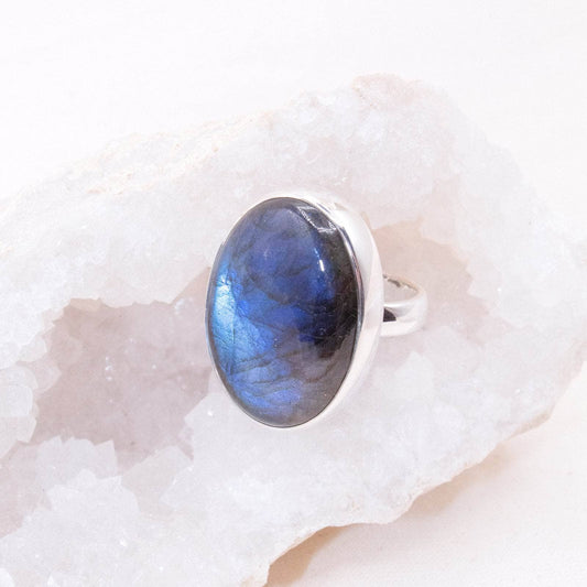 Labradorite Oval Adjustable Ring
