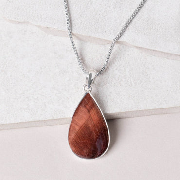 Red Tiger Eye Teardrop Pendant Necklace
