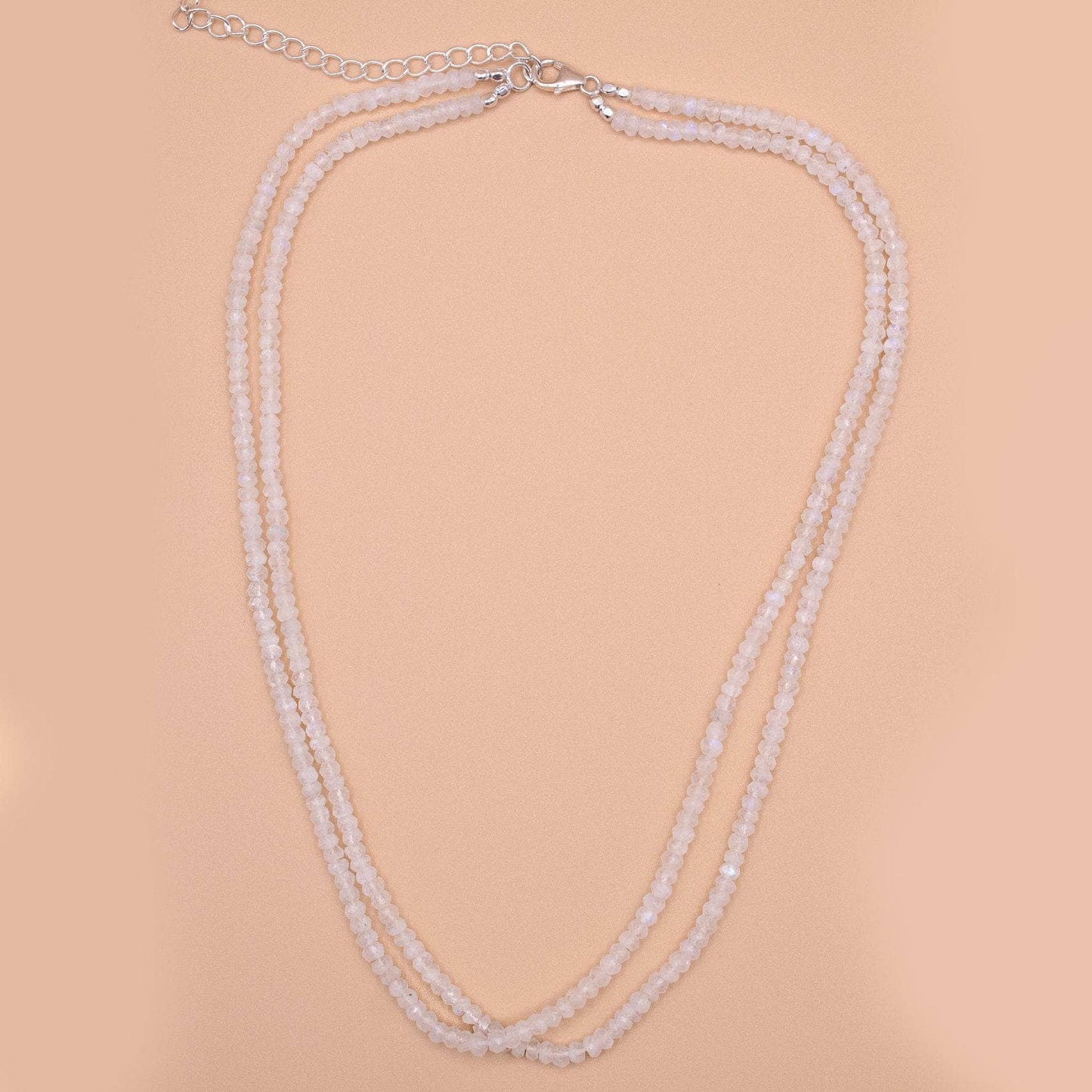 Rainbow Moonstone Single or Double Strand Bead Necklace