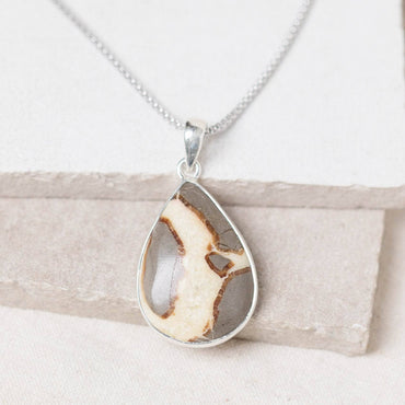 Rare Septarian Rhyolite Teardrop Pendant Necklace