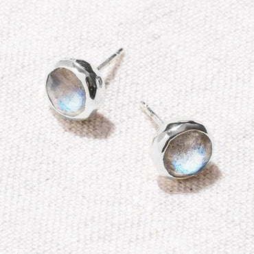Labradorite Silver or Gold Stud Earrings