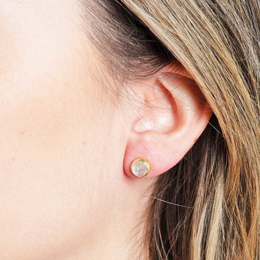 Rainbow Moonstone Silver or Gold Stud Earring
