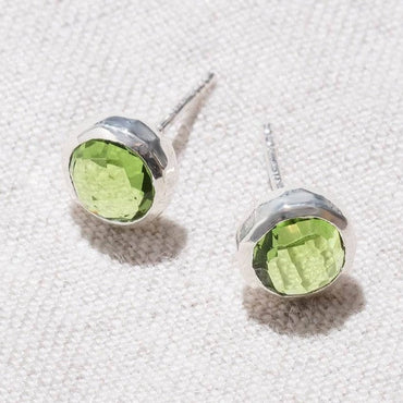 Genuine Peridot Silver or Gold Stud Earrings