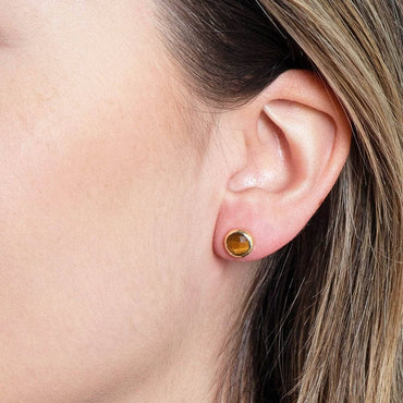 Tiger Eye Silver or Gold Stud Earrings