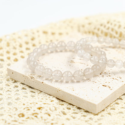 Silver and White Rabbit Fur Bracelet