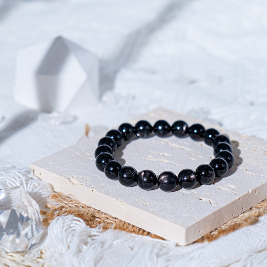 Gold luck stone (black silver line stone) bracelet
