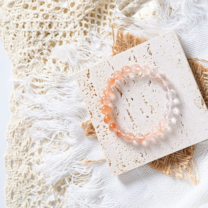 Gradient orange rabbit fur x white rabbit fur bracelet