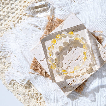 Gold flake brocade lithium crystal bracelet