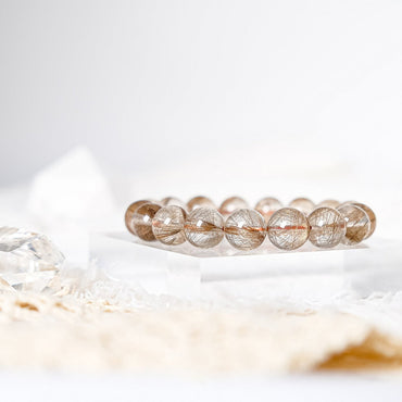 Silver Hair Quartz/Champagne Devil Hair Quartz Bracelet