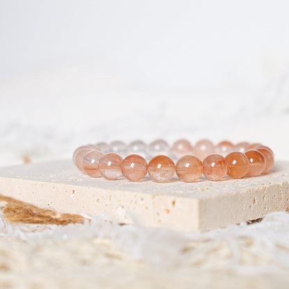 Gradient orange rabbit fur x white rabbit fur bracelet