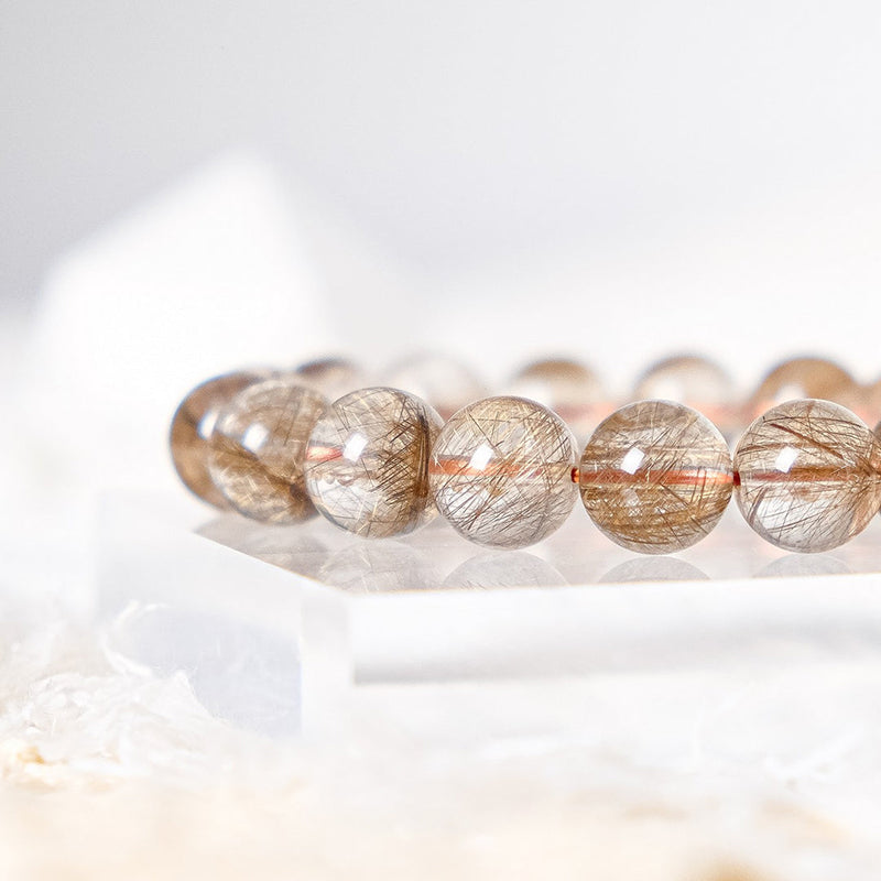 Silver Hair Quartz/Champagne Devil Hair Quartz Bracelet