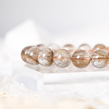 Silver Hair Quartz/Champagne Devil Hair Quartz Bracelet