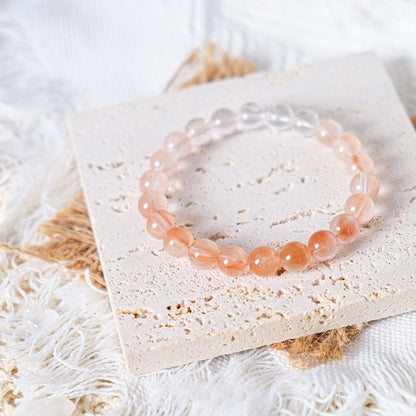 Gradient orange rabbit fur x white rabbit fur bracelet