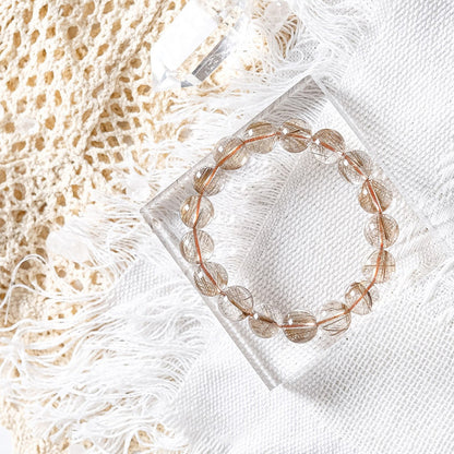 Silver Hair Quartz/Champagne Devil Hair Quartz Bracelet