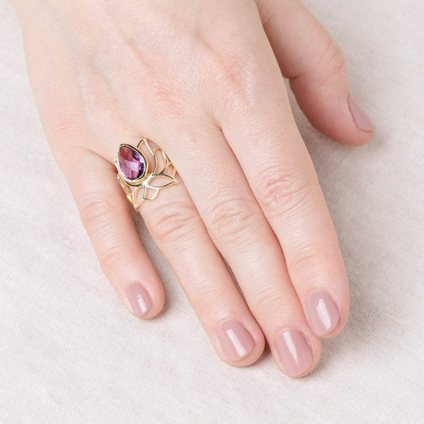 Lotus Gemstone Ring