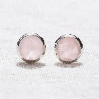 Rose Quartz Silver or Gold Stud Earring
