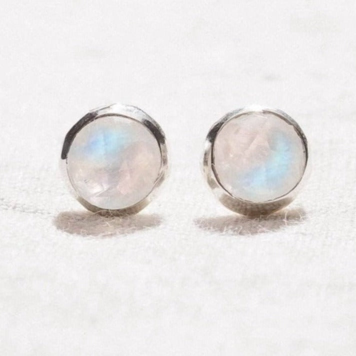 Rainbow Moonstone Silver or Gold Stud Earring