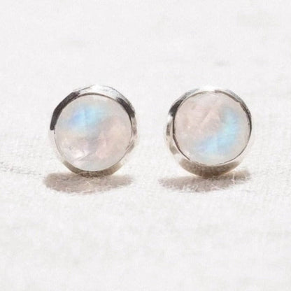 Rainbow Moonstone Silver or Gold Stud Earring