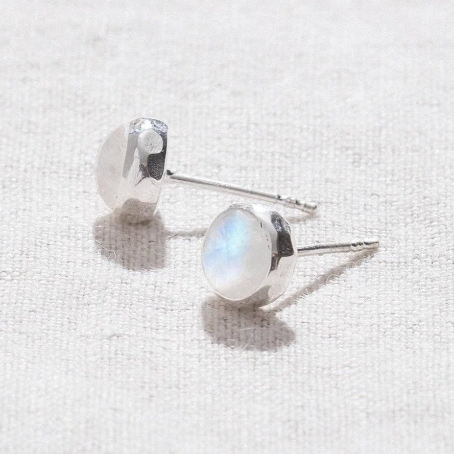Rainbow Moonstone Silver or Gold Stud Earring