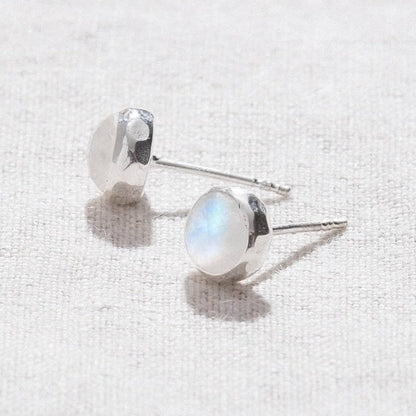 Rainbow Moonstone Silver or Gold Stud Earring