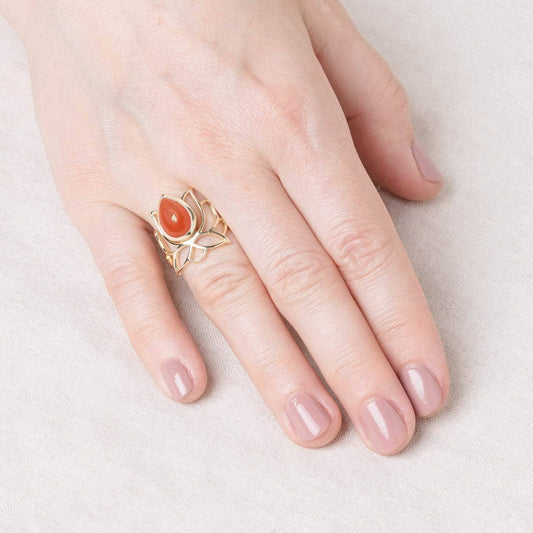 Lotus Gemstone Ring