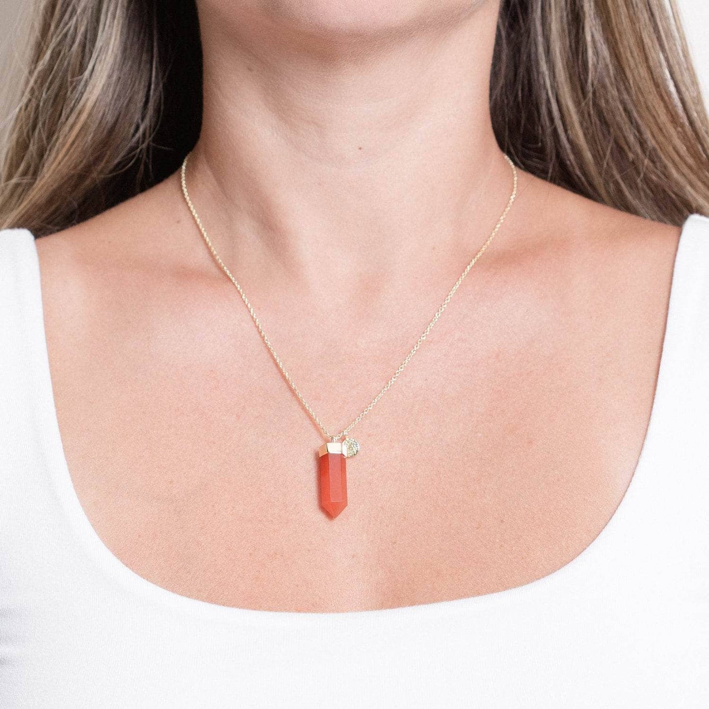 Carnelian Crystal Point Necklace