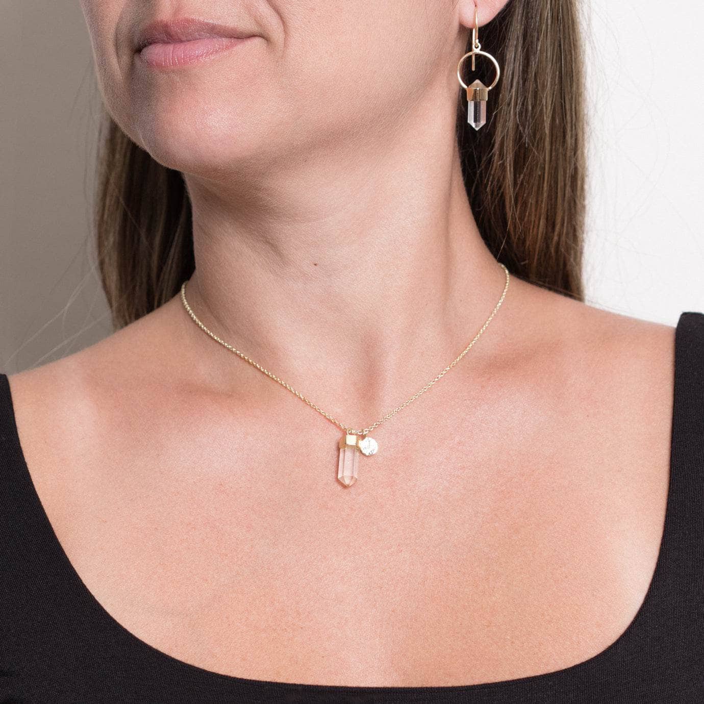 Delicate Clear Quartz Crystal Point Necklace